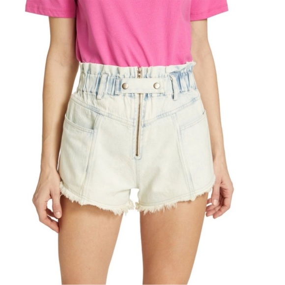 Sea New York Birdie Bleached Denim Shorts - Picture 1 of 12